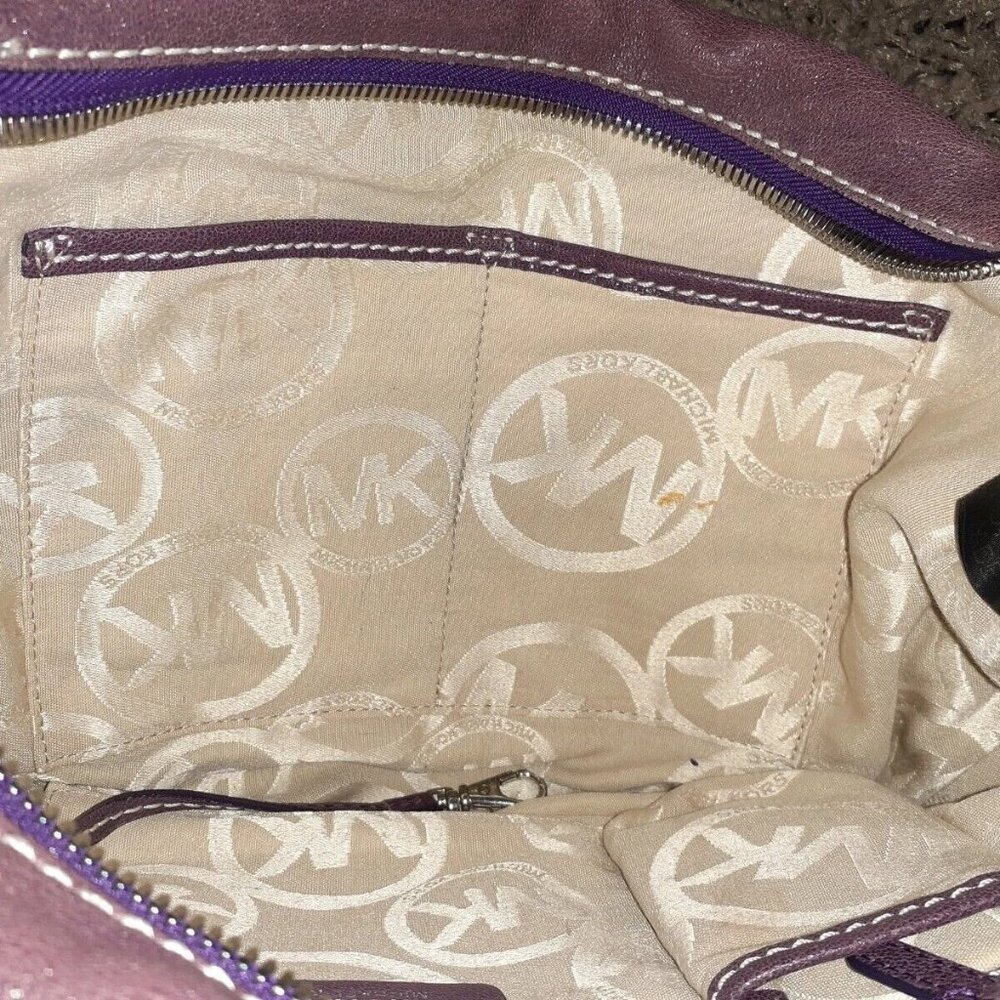 MICHAEL KORS-Plum/Purple Metallic Leather-Hobo-Shoulder-SAMPLE-OOAK-Excellent - Picture 10 of 10